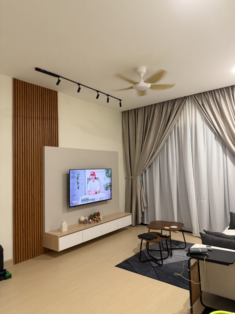 Custom living room cabinet feature wall