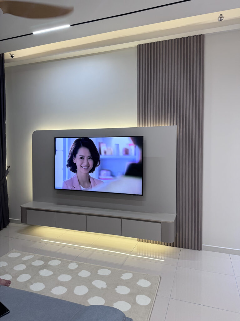 Living room TV cabinet feature wall